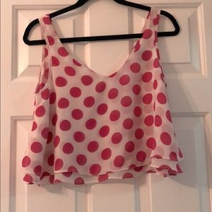 Pink Polka Dot Cropped Tank/Blouse